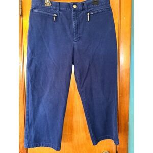 Lauren Ralph Lauren Jeans Navy Blue Mid Rise Cropped Ankle Straight Jeans Sz 12